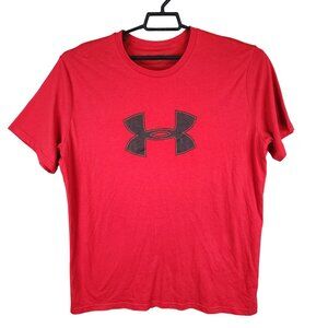 Mens Red Under Armour HeatGear Shirt Loose Fit Short Sleeve Crew Neck Size 2XL